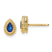 14k Yellow Gold Pear Sapphire Post Earrings