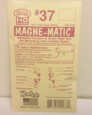 Kadee 37 2 Pair Plastic Shank Coupler Kit Magne-Matic Medium 9/32" Underset HO