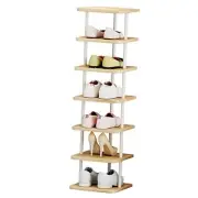 Shoe Rack 7 Tier Vertical Storage Organizer Narrow Metal Slim Shelf Modern