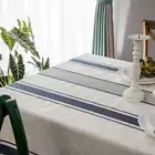 Cotton Linen Table Cover Striped Square Rectangular Tablecloth for Kitchen