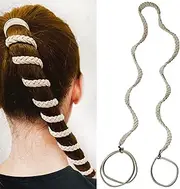 Blonde Elastic Spiral Hair Ties for Long Thick Curly Hair, 27" Soft Ponytail Holders Braided Pony Tails Wrap Hair Tie for Women Girls Stretchy Hair Bands for Swimming Beach Workout Bike GYM- Single