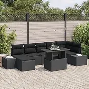 Poly Rattan Sofa Set with Cushions, Perfect as Outdoor Lounge Chair and Couch for Balcony, Garden, Living Room, Comfortably Seats up to 7 People