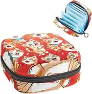 Period Bag,Sanitary Napkin Storage Bag,Floral Happy Tiger,Tampon Holder for Purse