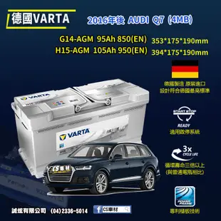 CS車材 - VARTA 華達電池 AUDI Q7 (4MB) 16年後 G14 H15 AGM  代客安裝