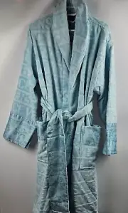 VERSACE Baroque $550 Light Blue Unisex Long Bathrobe New And Authentic