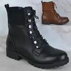Womens Ladies Low Block Heel Lace Zip Up Biker Chelsea Ankle Boots Shoes Size