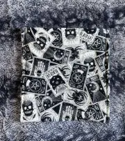 Handmade Black & White Black Cat Witchy Patterned Book Sleeve Pocket Cover