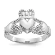 14k White Gold Claddagh Ring Size 9 for Men's 4.38 gram