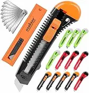 12-Pack Box Cutters Retractable, 10-Pack SK-5 Extra Blades, Utility Knife Retractable for Boxes, Cartons, Cardboard Cutting, 18mm for Office, Home, Arts Crafts, Hobby
