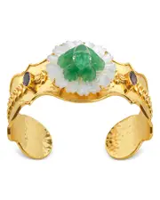 Capucine De Wulf Villandry Mixed Stone Frog On Flower Cuff Bracelet in 18K Gold Plated