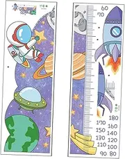 Hoement 2 Sheets Astronaut Height Chart Wall Stickers for Kindergarten Decor Fun Pattern Stickers for Bedroom Nursery Creative Wall Decals for Growth Measurement