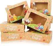 Whaline 30Pcs Easter Treat Boxes with Window Bunny Egg Flower Cookie Gift Kraft Paper Boxes for Party Supplies Food Packaging, 2 Design
