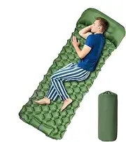 Inflatable Camping Pad, Waterproof Blow-Up Mattress, Foldable Camping Pad, Compact Single Person Sleeping Pads, Ideal for Tent, Travel, Adventures, Navy Blue, Army Green and Orange