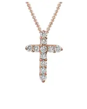 14K Rose Gold 0.26 ct. tw. Diamond Cross Necklace
