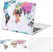 MOSISO Compatible with MacBook Air 13 inch Case 2022 2021 2020 2019 2018 Release A2337 M1 A2179 A1932 Retina Display Touch ID, Plastic Pattern Hard Case&Keyboard Cover&Screen Protector, World Map