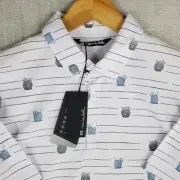 TRAVIS MATHEW Size Small NEW $95 White Coconut Cocktails Mens Polo Shirt Golf