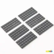 Lot of 6 Genuine LEGO Dark Bluish Gray 4x8 3035 Flat Base Plates Bricks Parts