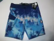 New Volcom sz 6 swimsuit Tech boys board shorts swim trunks blue adjustable