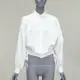 [二手] MARNI white cotton drawstring hem puff sleeve cropped blouse IT36 XXS