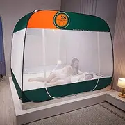 Mosquito Net,5 Sizes Bed Canopy, Portable Travel Mosquito Nets, Foldable Sanmen Mosquito Camping Curtain - Brown Rim,Green-150 * 200cm