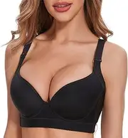 [SOLODORO] Plus Size Push Up Bra for Women Hide Back Fat Smoothing Bra Seamless Underwire T-Shirt Bra