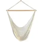 AU Portable Large Cotton Rope Hammock Chair Portable Hanging Chair (White)