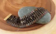Women's Tila Bead & Smoky Quartz woven, flat bracelet (825)