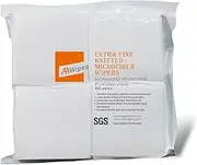 AAwipes Cleanroom Microfiber Wipes 4"x4" Knitted Superfine (400 Counts/Bag, 180gsm, Polyester-Polyamide, MF18004) High-End Lint Free Cloths for Fiber Optics, Laser Sealed Edge, Class 100 Cloths