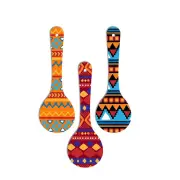 Colour Block Wooden Wall Hanger Spoons for Home Office Kitchen Decor Set Of 3