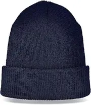[Knit Outdoor] Genuine G.I. Warm Winter Watch Cap, 100% Knitted Wool Beanie, Double-Layer, Made in USA (Navy), Navy, One Size