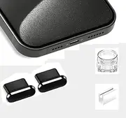 Mizi [2 Pack] USB-C Metal Anti Dust Plug Cover, Protect Charging Port from Dust and Moist with Storage Box and Cable Clip Holder for iPhone 15/16 Series - Black