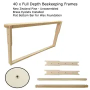 40 Pack Full Depth Timber Beekeeping Frames With Eyelets Beehive Frame Wood FD