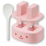 日本 AKEBONO 曙產業 兔子三角飯團 壓模 模具 模型 附飯匙 飯勺 烘焙模具-粉色