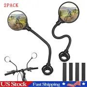 2Pcs Flexible Bike Rear View Mirror Mtb Road Bicycle Handlebar Rearview Convex