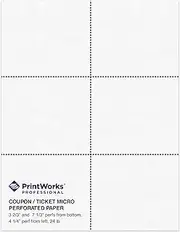 PrintWorks Professional Perforated Paper for Tickets, Coupons, Certificates and More, 8.5 x 11, 24 lb, 3 Perfs - 3 2/3" and 7 1/3" from Bottom & 4 1/4" from Left, 500 Sheets, White (04334)