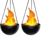 2-Pc-LED Hanging FAKE FLAME LAMPS Torch Light Fire Pot Halloween Prop Decoration