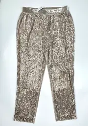 Chicos 1 Petite 8 Sequin Velour Crushed Velvet Ankle Pants Tapered Leg NEW