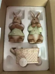 PartyLite Bertie & Bea Easter Bunny Rabbit Votive Candle Holder New