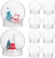 10Pcs Mini Snow Globe Clear Water Globes with Screw Off Cap for Projects Crafts and Holiday Decorations Transparent Snow Globes