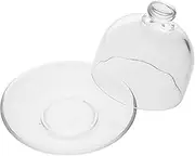 MOLUCKFU Transparent Glass Footed Serving Tray with Dome Cover Elegant Cupcake Display Plate for Appetizers Snacks and Pastries Space Saving Design for Organized Dining