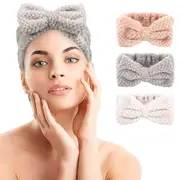 3 Pack Makeup Headband Elastic Hair Band Face Washing Headband Spa Headband