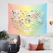 People and Animals World Map Tapestry