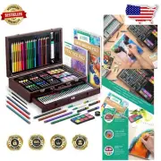 Lightweight 144-Piece Art Set in Elegant Wooden Box - Ideal for All Creatives