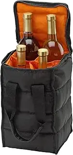 [Handy Laundry] Wine Carrier Tote Bag - 4 Bottle Pockets - Attractive Wine Bag with Thick External Padding, Zipper and Easy to Carry Handles. The Wine Tote Bag is Perfect for Travel, picnics or a Day at The Beach.