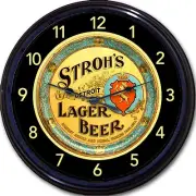 Strohs Beer Tray Wall Clock Detroit MI Ale Lager Brew Pub Man Cave New 10"