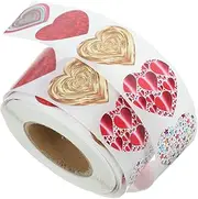 GARVALON 1 Roll Heart Shape Stickers Adhesive Decorative Labels for Valentine's Day Weddings Present Packaging Homemade Goods Strong Adhesiveness Easy to Tear Off