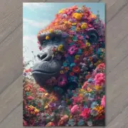 4x6" Gorilla Covered Flowers Cute Colorful Unreal Strange Big Fun Unusual