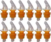 1 Dozen Large Amber Cork Free-Pour Spout - Great for Old-Style 1800 Tequila, Cabo Wabo and Other Wide-Neck Liquor Bottles, Including Some 1.75 Liter Sizes