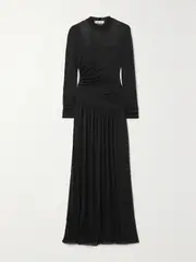[DIANE VON FURSTENBERG] DIANE VON FURSTENBERG - Kirstie Mesh-paneled Gathered Stretch-jersey Maxi Dress - Black - x small x small Black