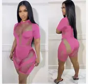 Sexy women two piece outfits / See through / Small